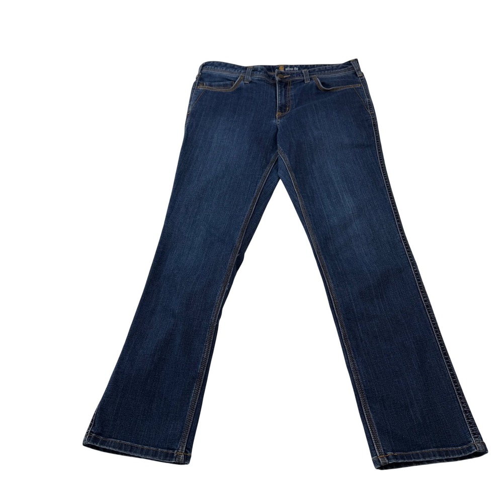 Carhartt Slim Fit Jeans Womens 12 Regular Blue Indigo Excellent Stretch 100653